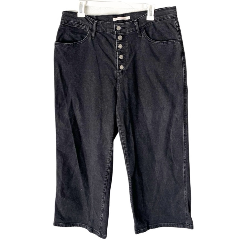 Levi's Jeans Women's 32 Black Mile High Wide Leg Button‎ Fly 85322